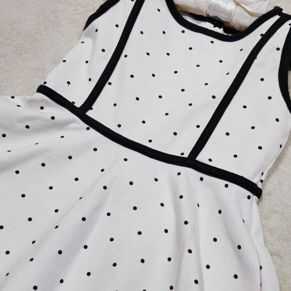 Janie & Jack ✦ Girls Dress 4 ✦ White Black Polka Dot Sleeveless Trim Party EUC - Picture 8 of 13